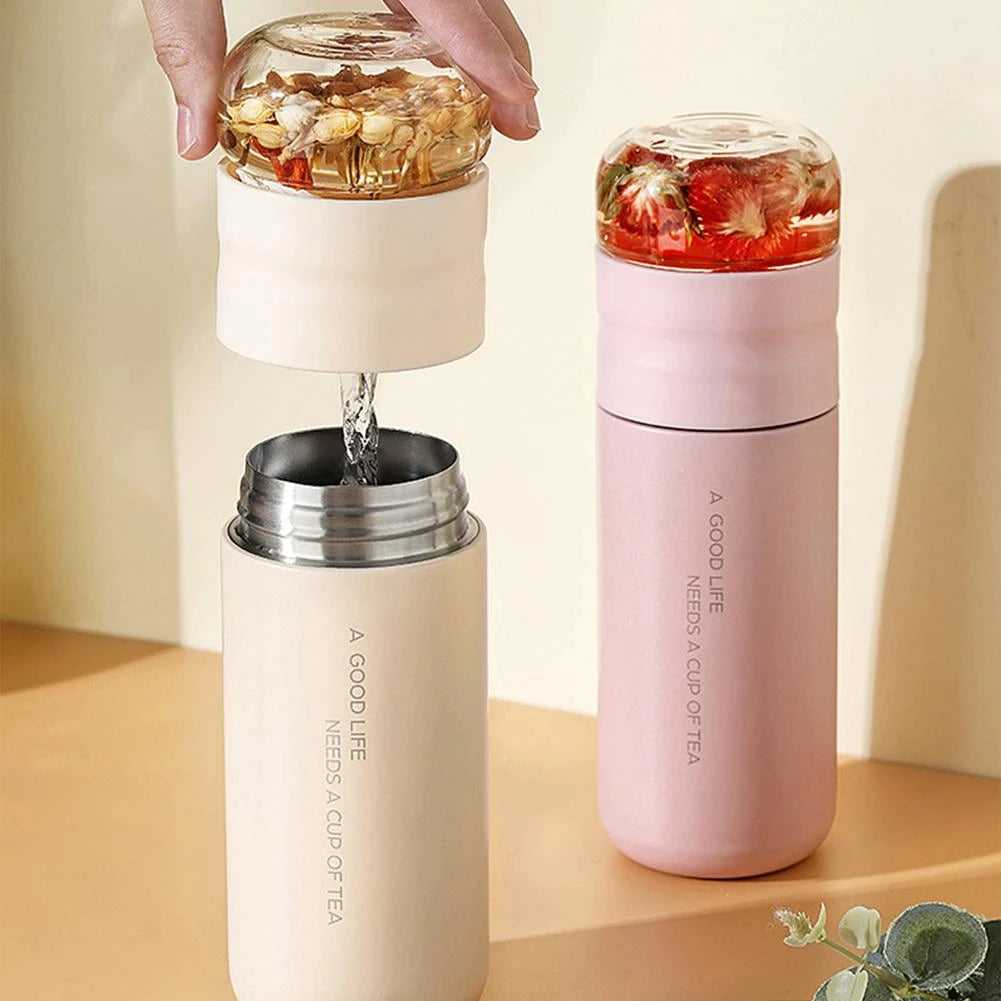 Tea thermos glass top