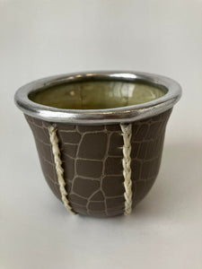 Yerba Mate Glass Cup, Eco- leather wrapped , hand made in Argentina.