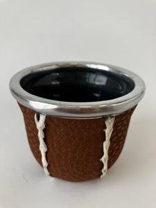 Yerba Mate Glass Cup, Eco- leather wrapped , hand made in Argentina.