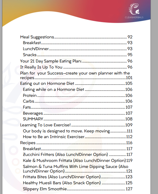 eBook: Your Hormone Support through Clean Nutrition, Herbs, Exercise, and Detox