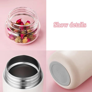 300mL Insulated Cup with Filter Tea Maker Stainless Steel Thermos Bottle with Glass Infuser Separates Tea and Water