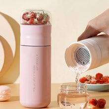Load image into Gallery viewer, 300mL Insulated Cup with Filter Tea Maker Stainless Steel Thermos Bottle with Glass Infuser Separates Tea and Water